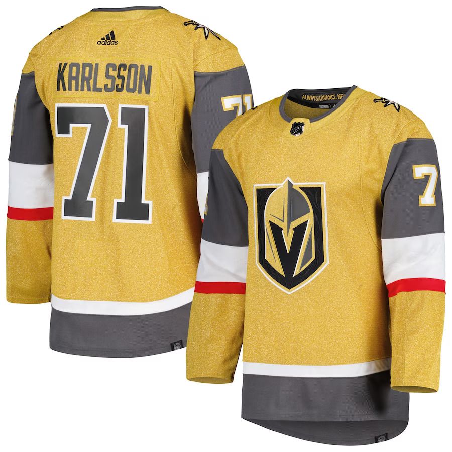 Men Vegas Golden Knights 71 William Karlsson adidas Gold Primegreen Authentic Pro Player NHL Jersey